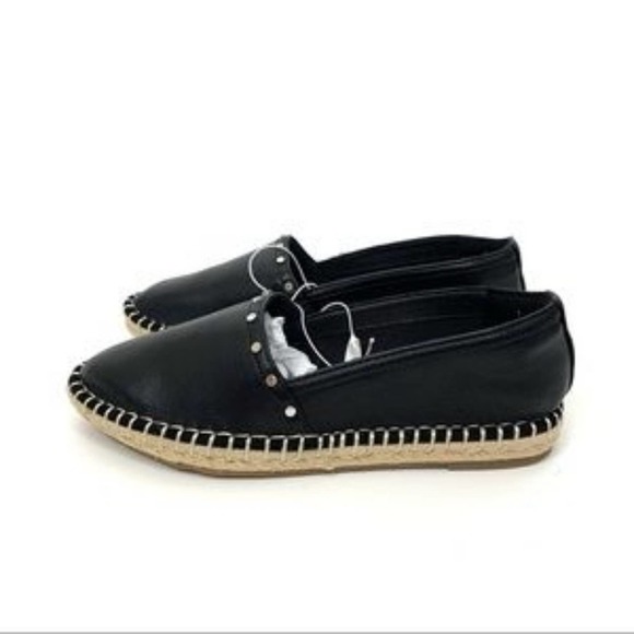a new day Shoes - A New Day Maggie Studded Faux Leather Espadrille Flats Black 6.5